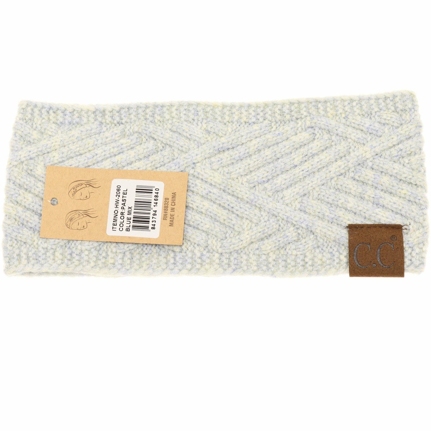Diagonal Criss-Cross Patterned Fashion Headband for Women: Steel Blue Mix