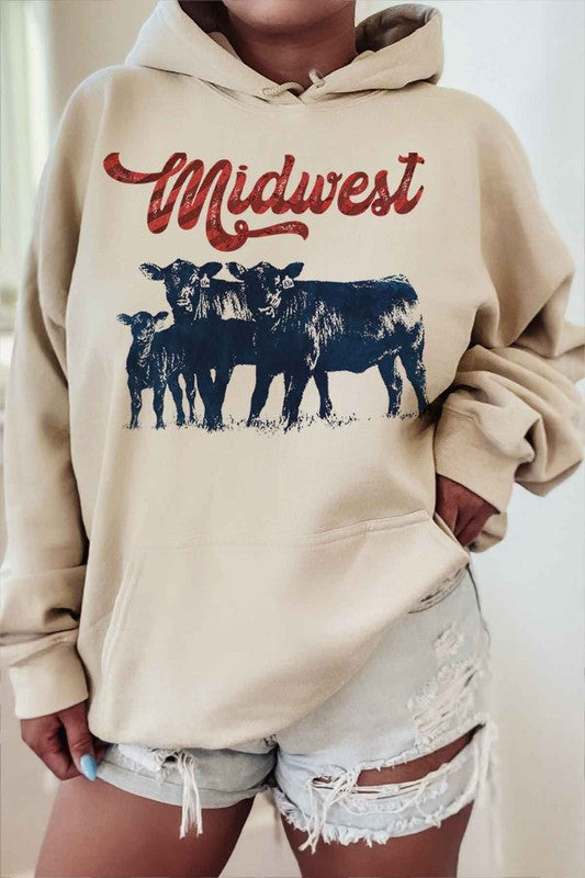 MIDWEST CATTLE GRAPHIC HOODIE PLUS SIZE