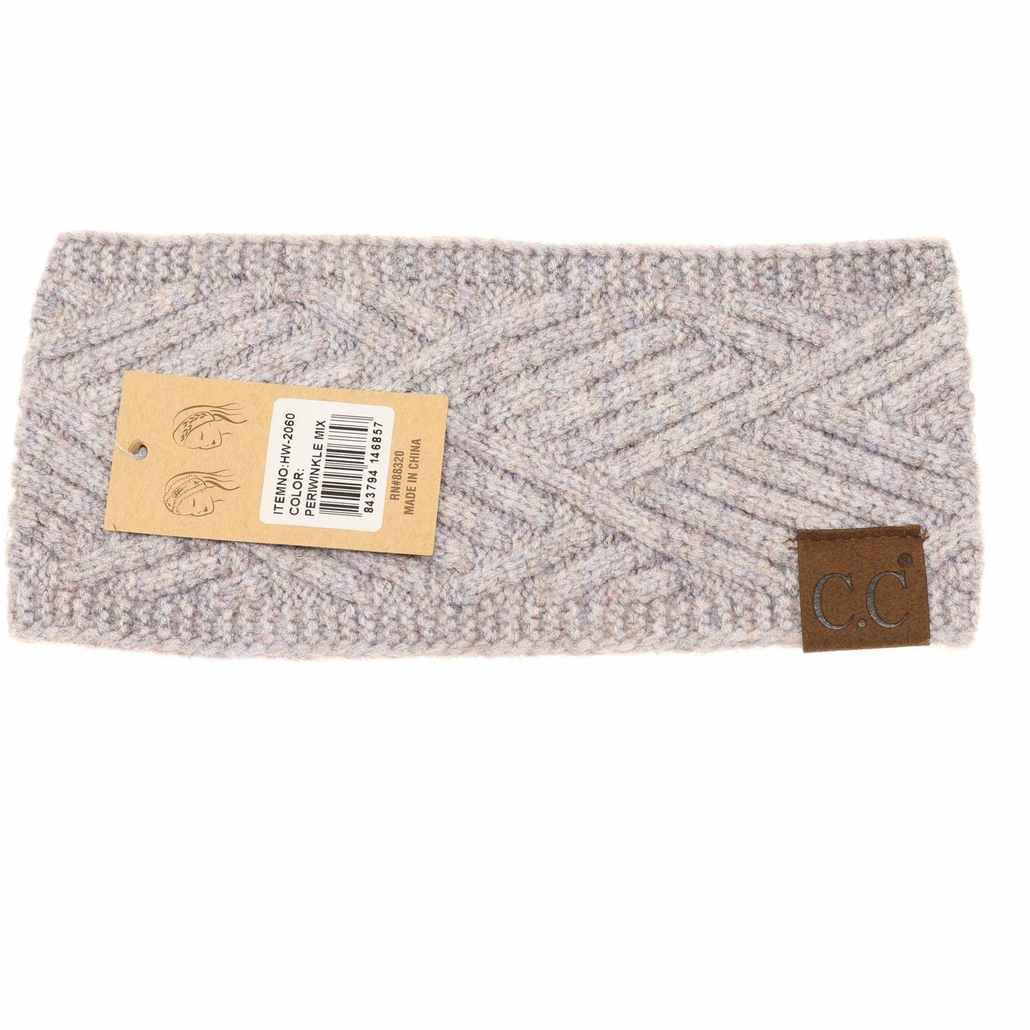 Diagonal Criss-Cross Patterned Fashion Headband for Women: Steel Blue Mix
