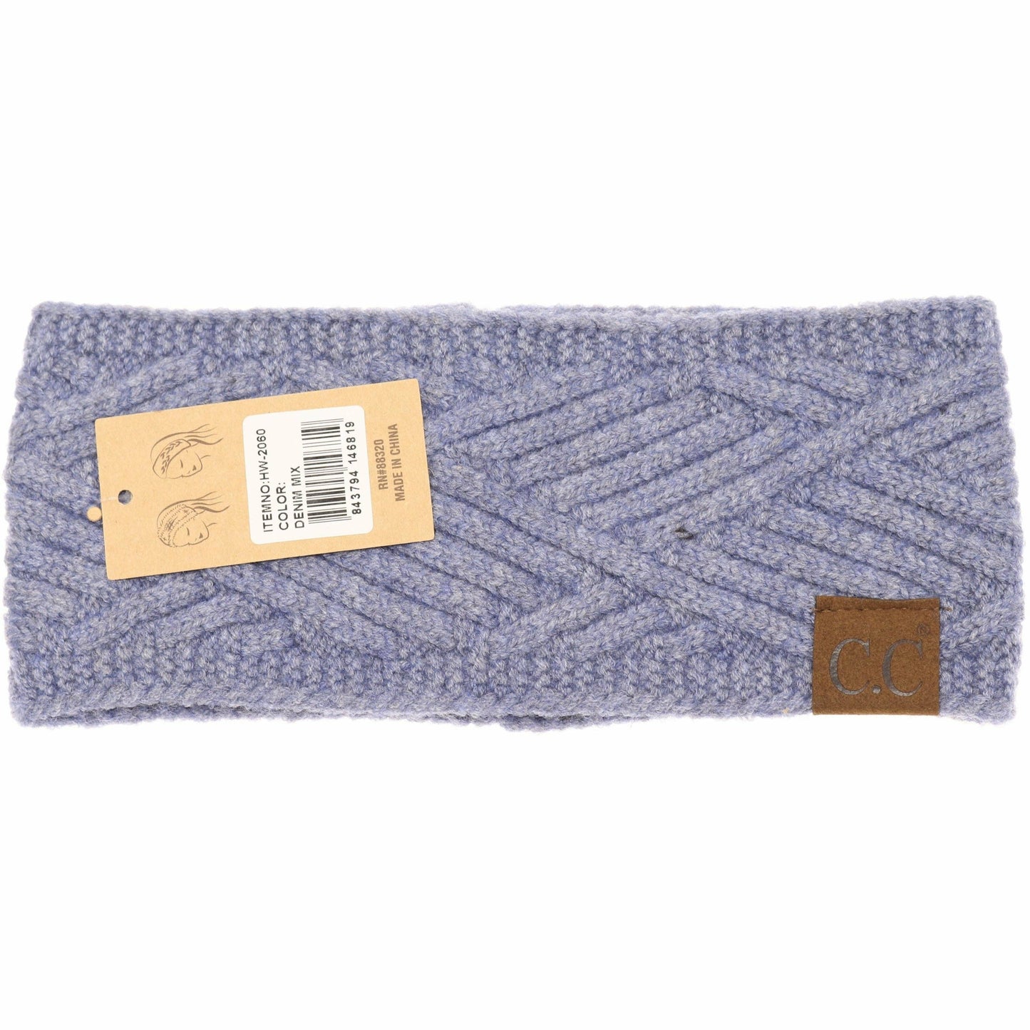 Diagonal Criss-Cross Patterned Fashion Headband for Women: Steel Blue Mix