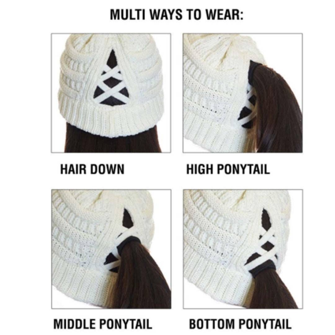 Criss-Cross Knit Beanie CCB1: Lt. Grey