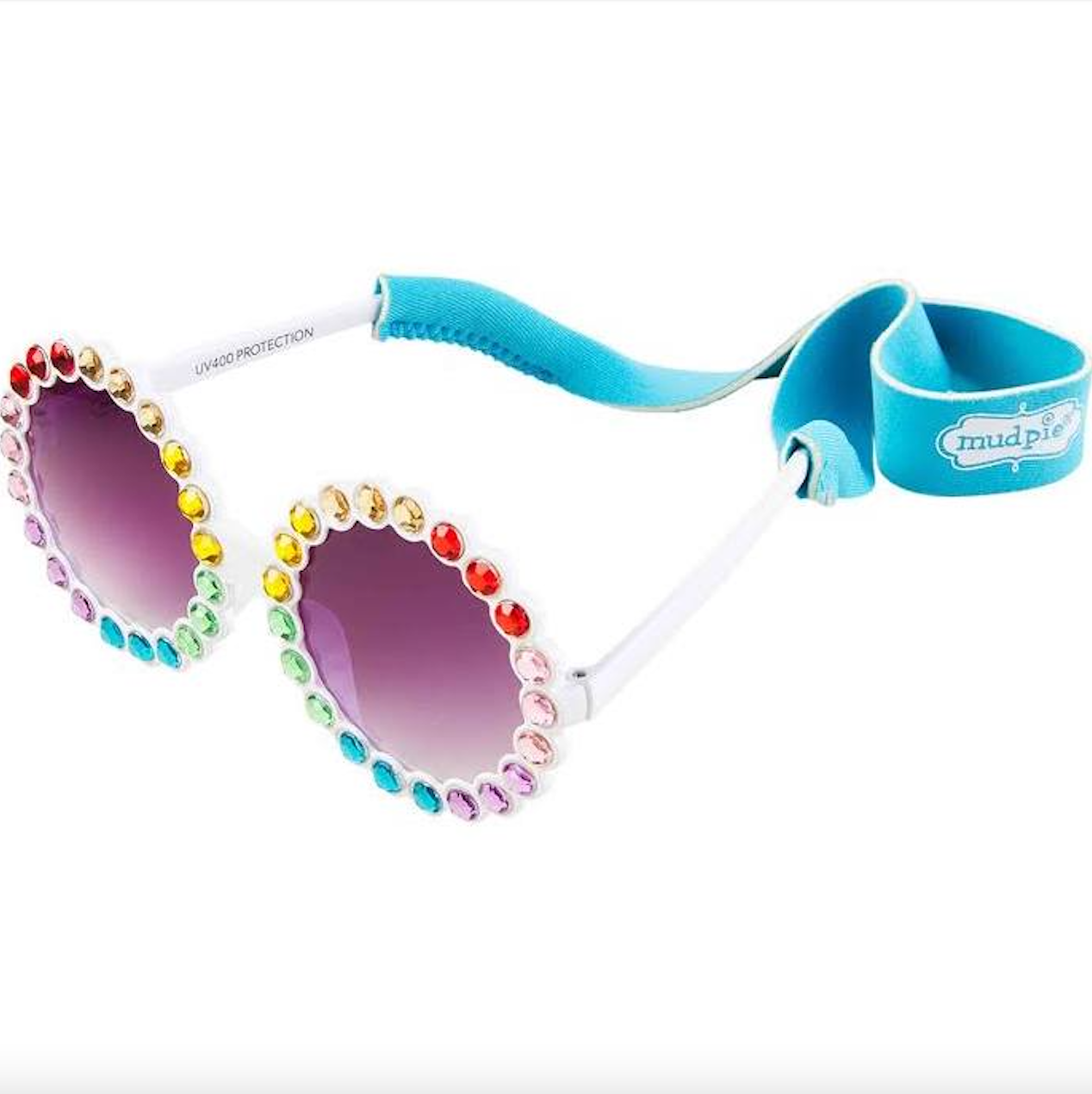 Toddler White Round Sunglass Set