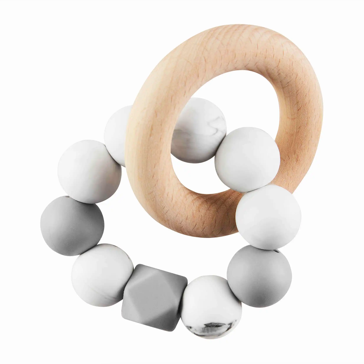 Silicone and Wood Teething Ring