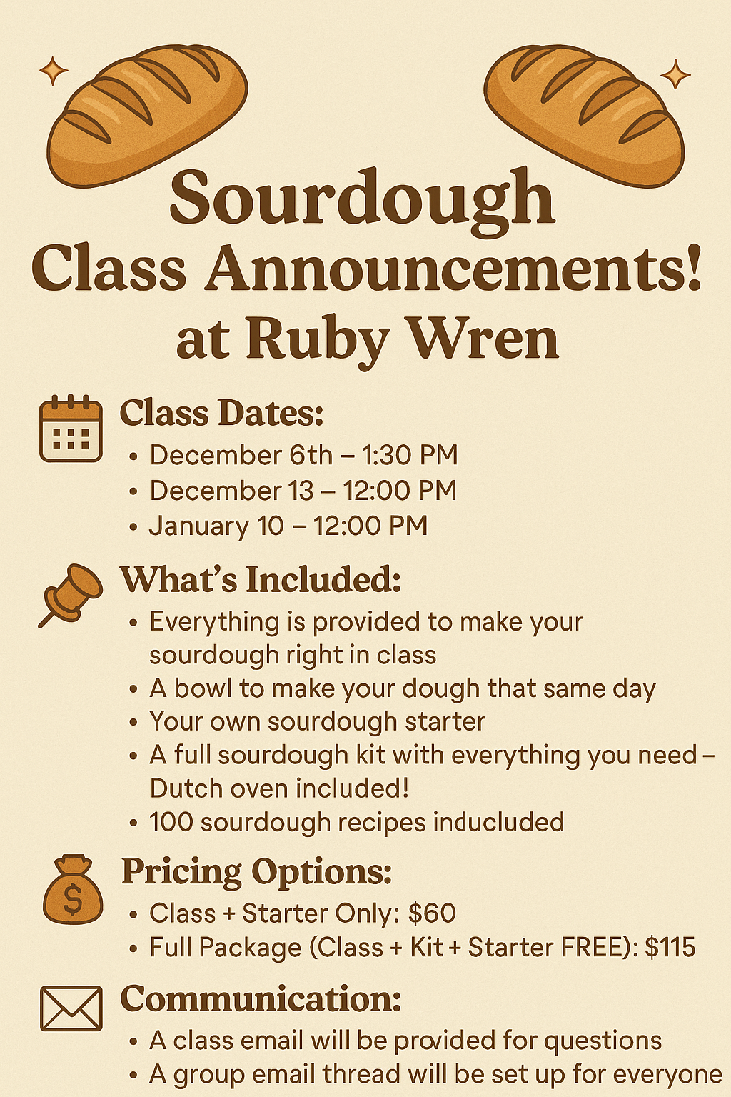 🥖✨ Sourdough Class! ✨🥖