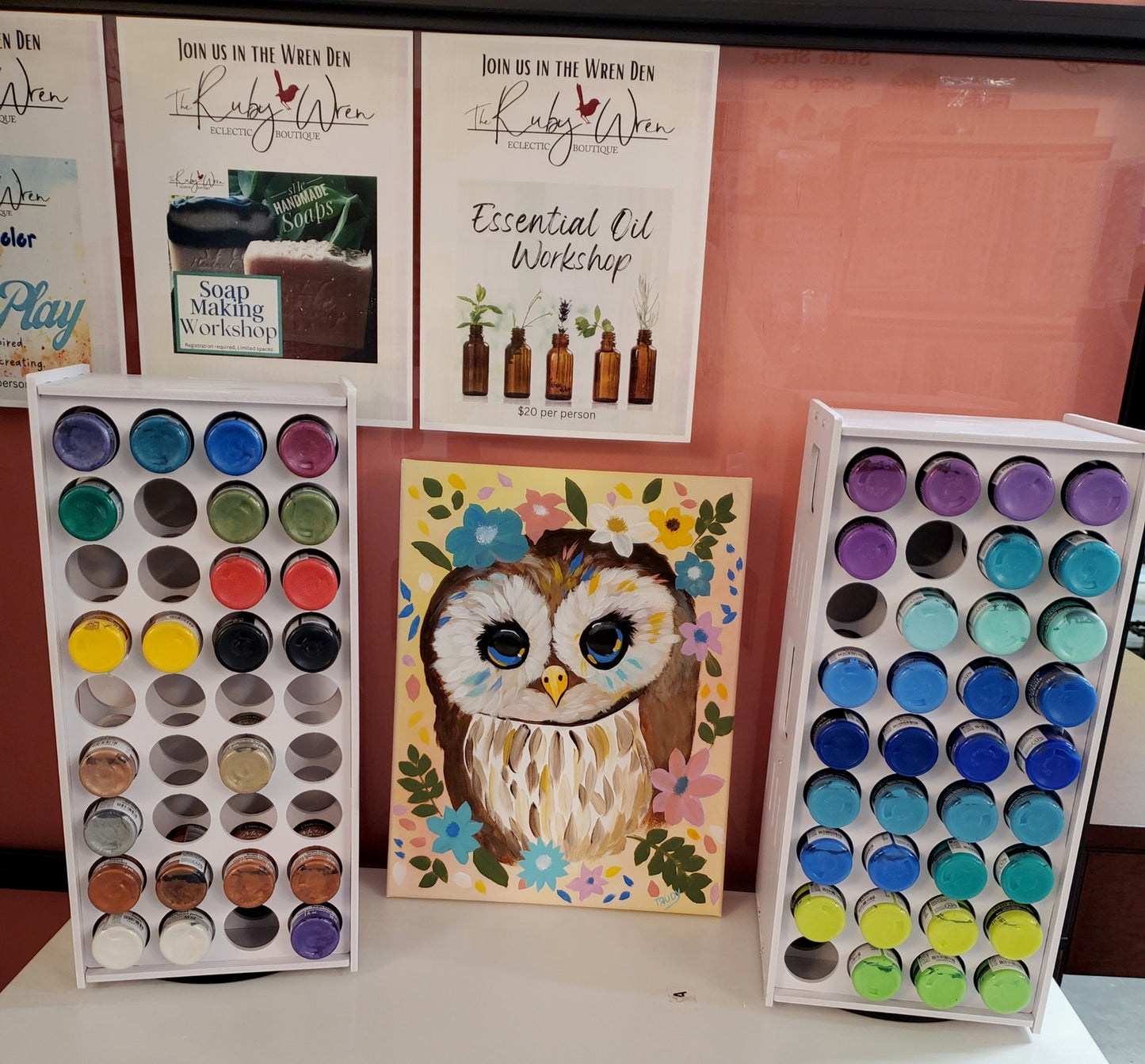 Crowned Owl with The Painting Bee Acrylic on Canvas Workshop, May 10th, 2-5pm