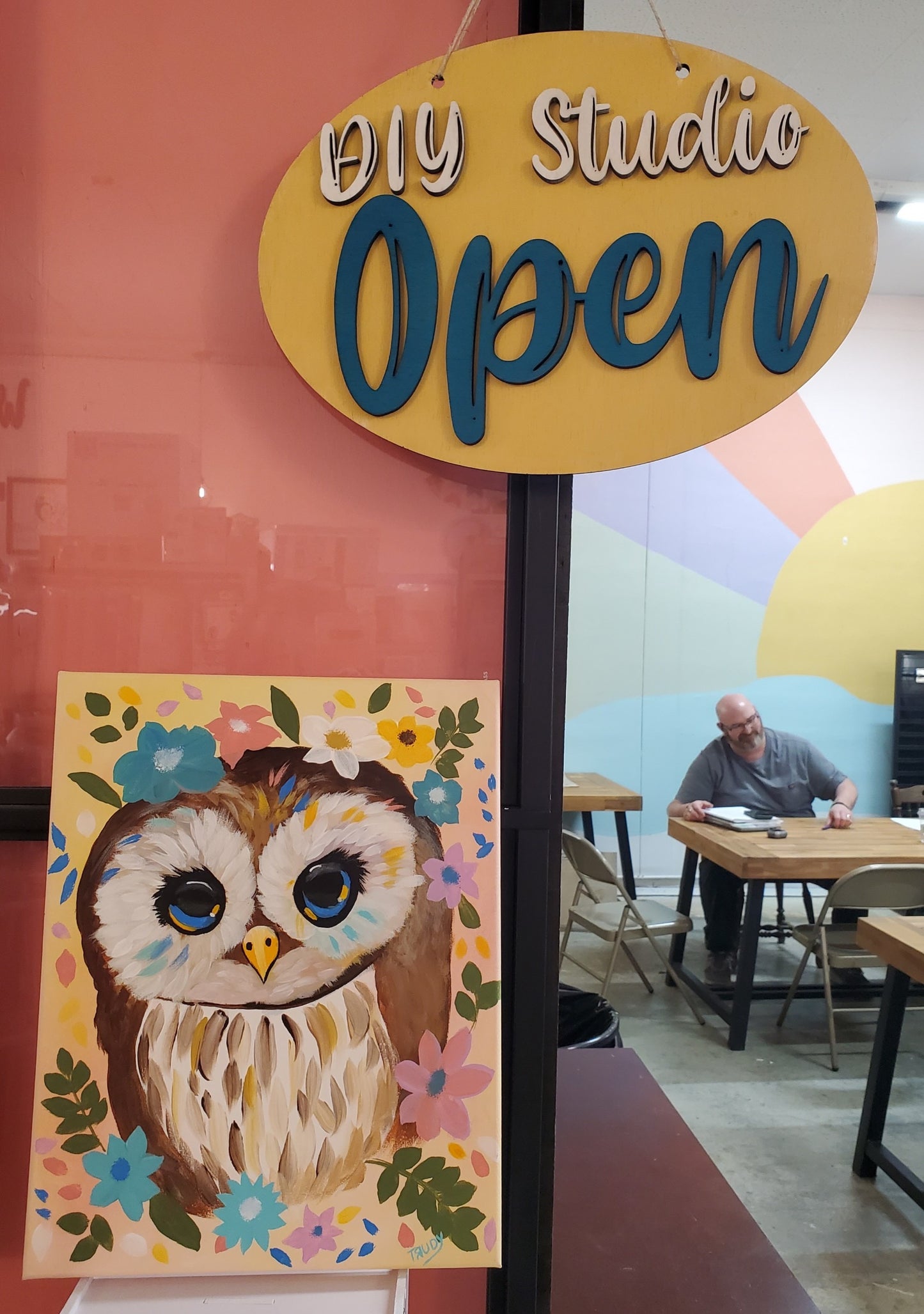Crowned Owl with The Painting Bee Acrylic on Canvas Workshop, May 10th, 2-5pm