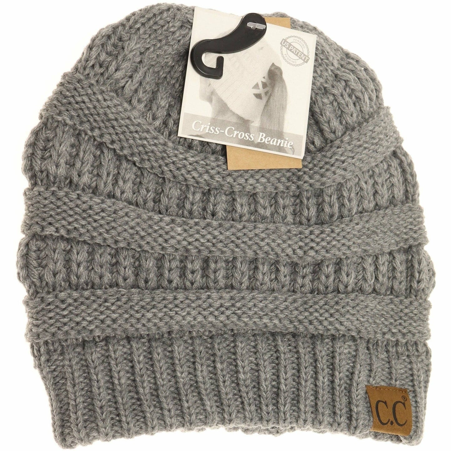 Criss-Cross Knit Beanie CCB1: Lt. Grey