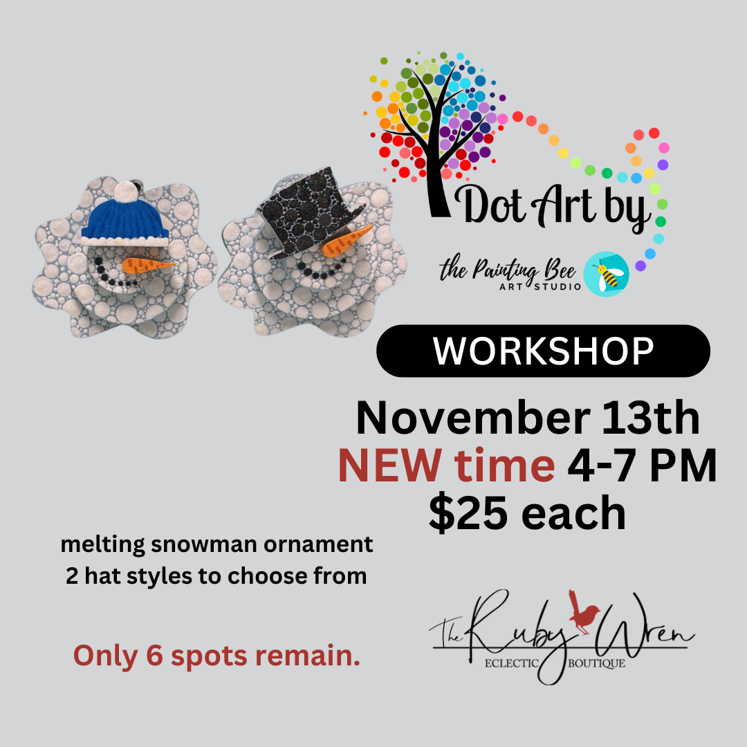 Dot Art Melting Snowman ornament November 13th, 4-7pm