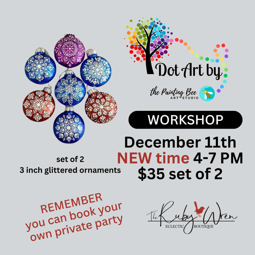 Dot Art set of 2 ornaments December 11th, 6-9pm