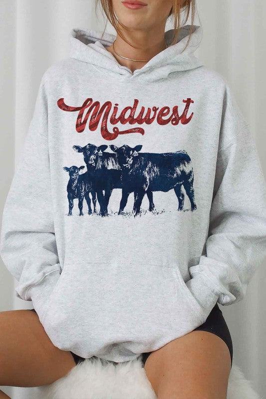 MIDWEST CATTLE GRAPHIC HOODIE PLUS SIZE