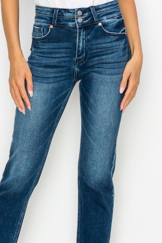 PLUS SIZE - HIGH RISE DOUBLE WAIST BAND JEANS