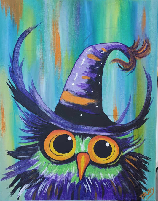 Witchy Owl, The Painting Bee Acrylic on Canvas Workshop, October 22nd, 6-9pm