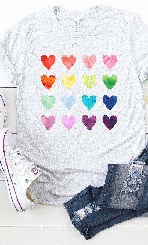 Watercolor Rainbow Heart Graphic Tee PLUS