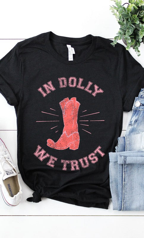 Retro In Dolly We Trust Boot Graphic Tee PLUS