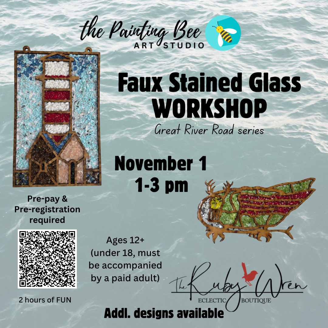 Faux stained glass workshop November 1st, 1-3pm