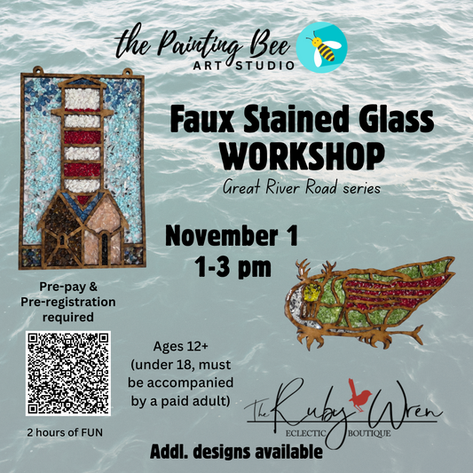 Faux stained glass workshop November 1st, 1-3pm