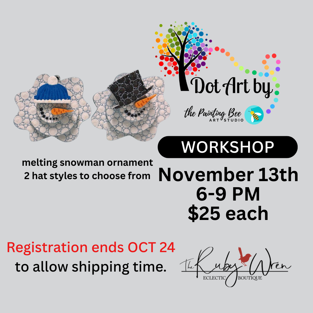 Dot Art Melting Snowman ornament November 13th, 6-9pm