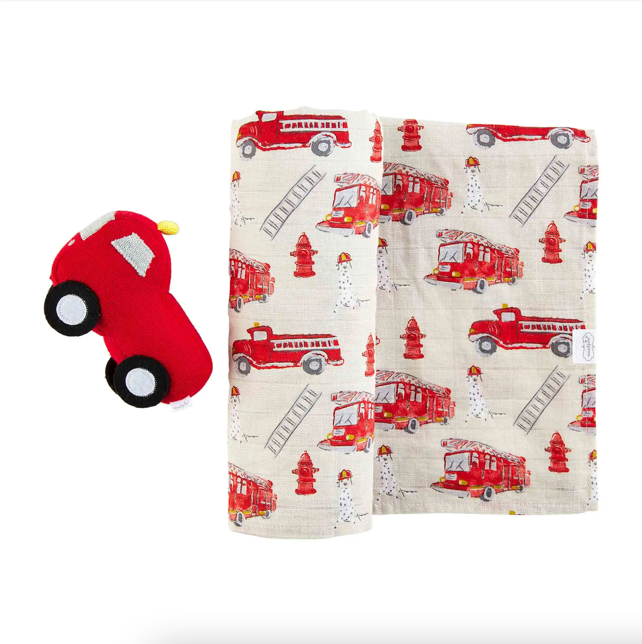 Fire Truck Swaddle and Rattle Set