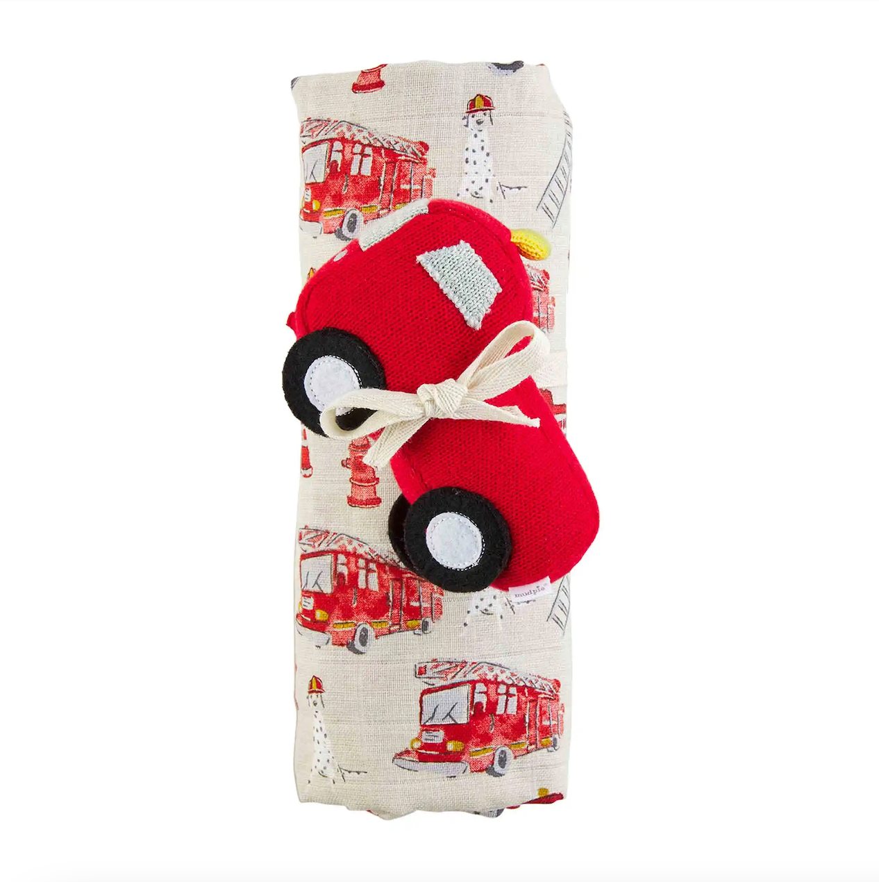 Fire Truck Swaddle and Rattle Set