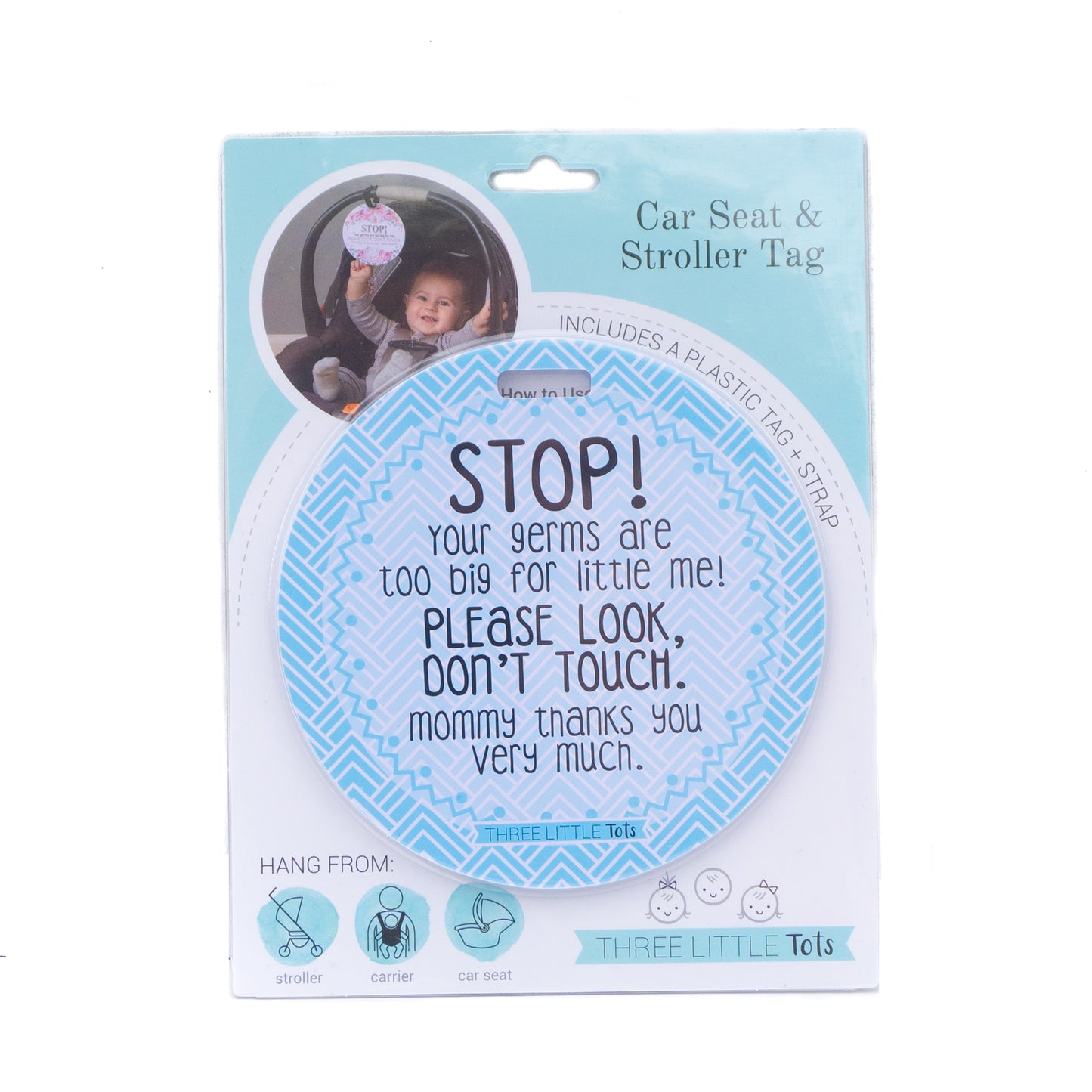 Blue No Touching Baby Car Seat & Stroller Tag