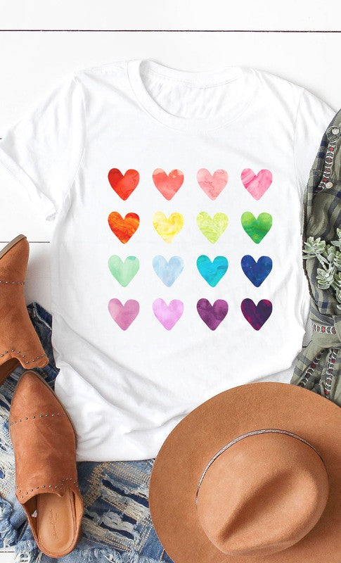 Watercolor Rainbow Heart Graphic Tee PLUS