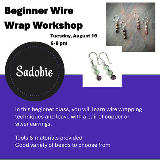 Sadobie beginner wire wrap workshop, Earrings with stone