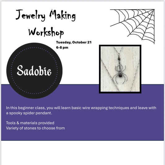 Sadobie beginner wire wrap workshop, Spider  Pendant with stone, Tuesday, October 21st, 6-8pm
