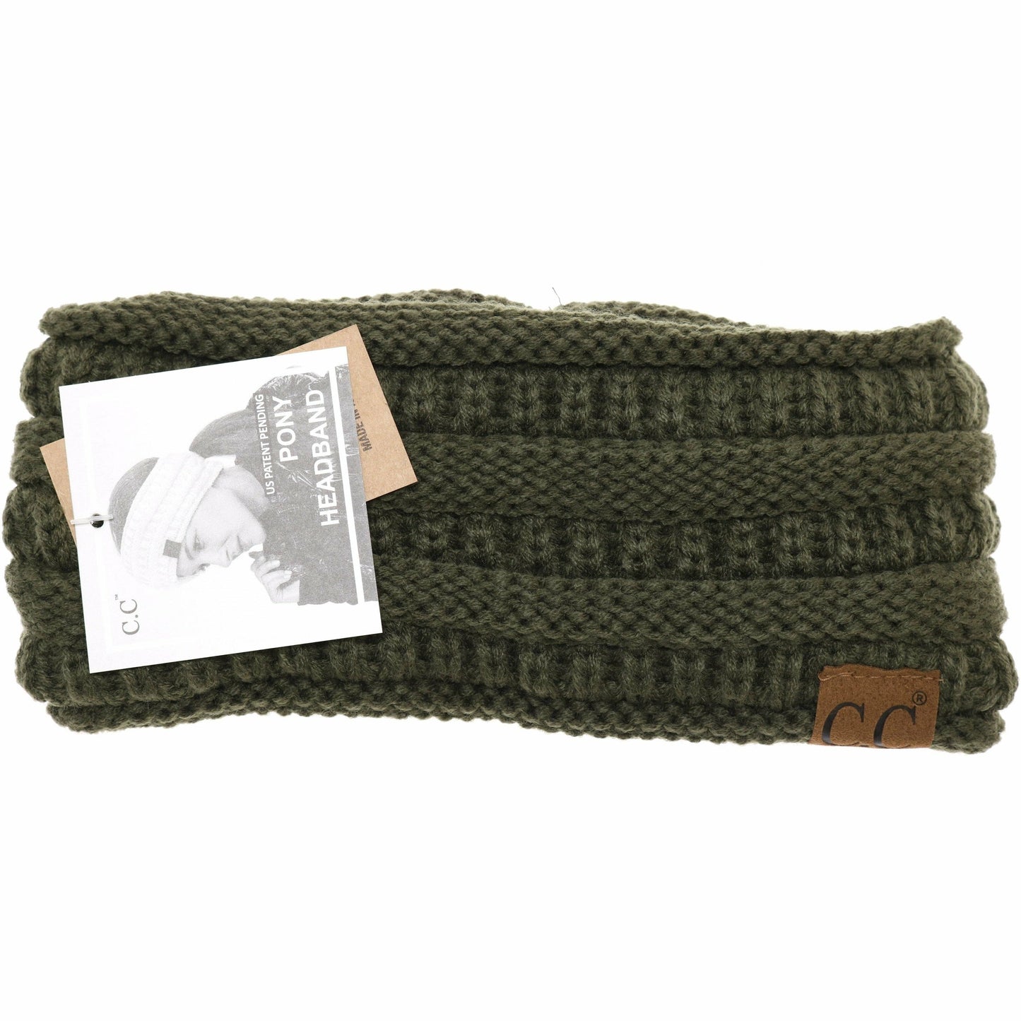 Solid Ribbed Ponytail Headband HB21: New Olive